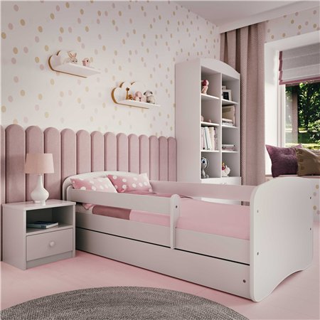 Minimalistyczne Łóżko Dziecięce Babydreams Bez Nadruku - Kolor: Biały - Opcje łóżka: Z Szufladą - Rozmiar łóżka: 180x80 cm - Opcje Materaca: Materac Piankowo-Lateksowo-Kokosowy