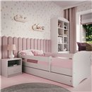 Minimalistyczne Łóżko Dziecięce Babydreams Bez Nadruku - Kolor: Biały - Opcje łóżka: Z Szufladą - Rozmiar łóżka: 180x80 cm - Opcje Materaca: Materac Piankowo-Lateksowo-Kokosowy