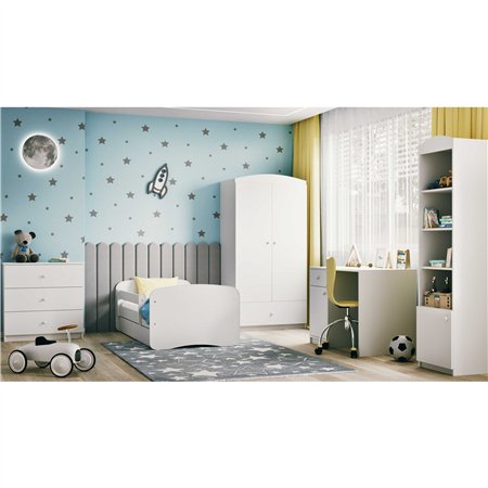 Minimalistyczne Łóżko Dziecięce Babydreams Bez Nadruku - Kolor: Biały - Opcje łóżka: Z Szufladą - Rozmiar łóżka: 180x80 cm - Opcje Materaca: Materac Piankowo-Lateksowo-Kokosowy