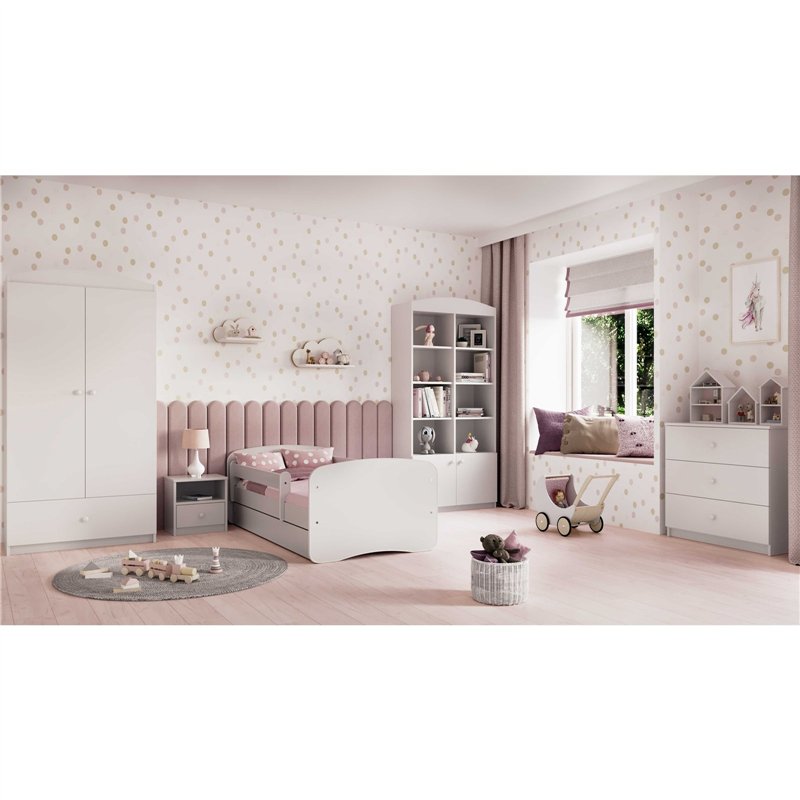 Minimalistyczne Łóżko Dziecięce Babydreams Bez Nadruku - Kolor: Biały - Opcje łóżka: Z Szufladą - Rozmiar łóżka: 180x80 cm - Opcje Materaca: Materac Piankowo-Lateksowo-Kokosowy