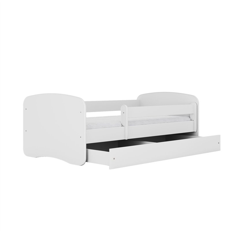 Minimalistyczne Łóżko Dziecięce Babydreams Bez Nadruku - Kolor: Biały - Opcje łóżka: Z Szufladą - Rozmiar łóżka: 180x80 cm - Opcje Materaca: Materac Piankowo-Lateksowo-Kokosowy