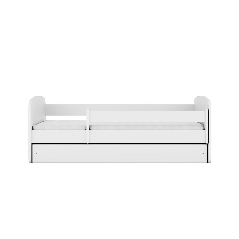 Minimalistyczne Łóżko Dziecięce Babydreams Bez Nadruku - Kolor: Biały - Opcje łóżka: Z Szufladą - Rozmiar łóżka: 180x80 cm - Opcje Materaca: Materac Piankowo-Lateksowo-Kokosowy
