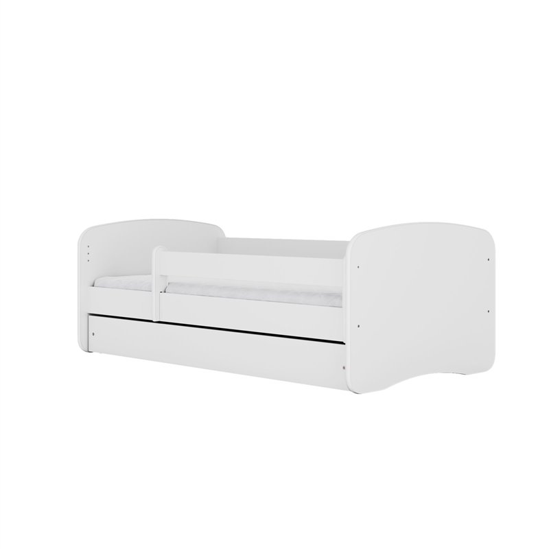 Minimalistyczne Łóżko Dziecięce Babydreams Bez Nadruku - Kolor: Biały - Opcje łóżka: Z Szufladą - Rozmiar łóżka: 180x80 cm - Opcje Materaca: Materac Piankowo-Lateksowo-Kokosowy