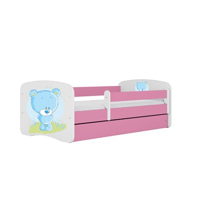 Urocze Łóżko Dziecięce Babydreams Niebieski Miś - Kolor: Różowy - Opcje łóżka: Z Szufladą - Rozmiar łóżka: 180x80 cm - Opcje Materaca: Materac Piankowo-Lateksowo-Kokosowy