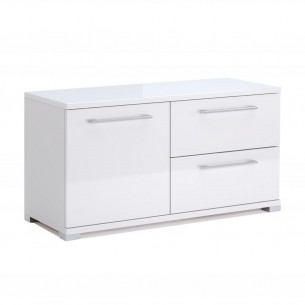 Komoda Szafka Rtv Family Sypialnia Salon 100 cm Biały Połysk Family Cichy Domyk