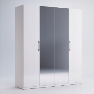 Nowoczesna Szafa Family Garderoba Biała Z Lustrem Uchylna 4Drzw