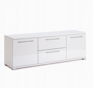 Komoda Szafka Rtv Family Sypialnia Salon 150 cm Biały Połysk Family Cichy Domyk