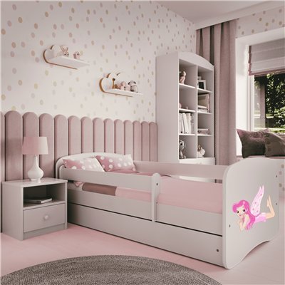 Magiczne Łóżko Dziecięce Babydreams Wróżka ze Skrzydełkami - Kolor: Biały - Opcje łóżka: Z Szufladą - Rozmiar łóżka: 180x80 cm - Opcje Materaca: Materac Piankowo-Lateksowo-Kokosowy 2