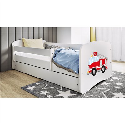 Bohaterskie Łóżko Dziecięce Babydreams Wóz Strażacki - Kolor: Biały - Opcje łóżka: Z Szufladą - Rozmiar łóżka: 180x80 cm - Opcje Materaca: Materac Piankowo-Lateksowo-Kokosowy 2