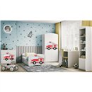 Bohaterskie Łóżko Dziecięce Babydreams Wóz Strażacki - Kolor: Biały - Opcje łóżka: Z Szufladą - Rozmiar łóżka: 180x80 cm - Opcje Materaca: Materac Piankowo-Lateksowo-Kokosowy