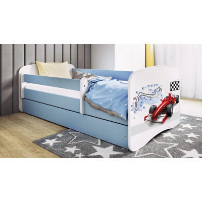 Sportowe Łóżko Dziecięce Babydreams Czerwona Formuła F1 - Kolor: Niebieski - Opcje łóżka: Z Szufladą - Rozmiar łóżka: 180x80 cm - Opcje Materaca: Materac Piankowo-Lateksowo-Kokosowy 2
