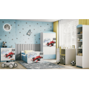 Sportowe Łóżko Dziecięce Babydreams Czerwona Formuła F1 - Kolor: Niebieski - Opcje łóżka: Z Szufladą - Rozmiar łóżka: 180x80 cm - Opcje Materaca: Materac Piankowo-Lateksowo-Kokosowy