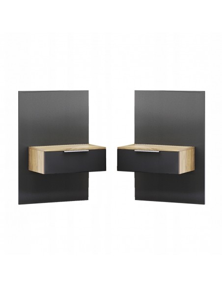 Przystawne Szafki Nocne Luna Do Łóżka 2 Szt Połysk