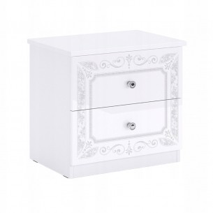 Klasyczna Biała Szafka Nocna Luiza Wysoki Połysk 51X48