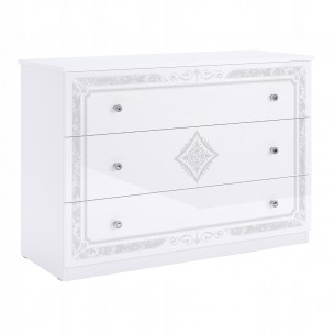 Klasyczna Komoda Luiza Biały Połysk Z Sitodrukiem 82X118