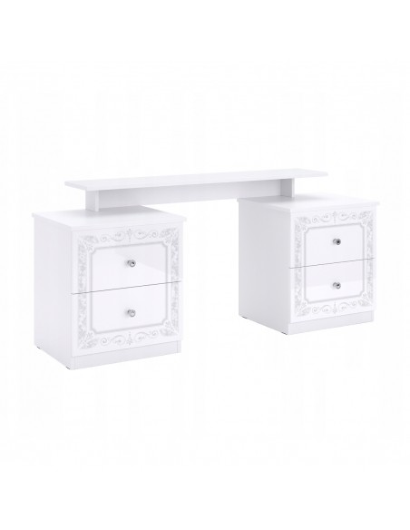 Klasyczna Toaletka Luiza Biurko Biel Połysk Z Nadrukiem
