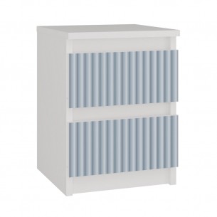 Szafka Nocna Mal-M2 Niebieska z 2 Szufladami i Pionowym Wzorem