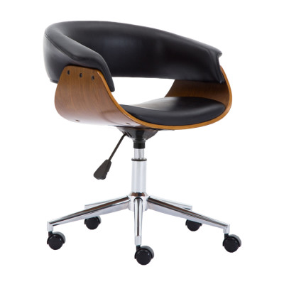 Fotel Obrotowy Coral Czarny Z Orzechem - Elegancki Design i Wygoda