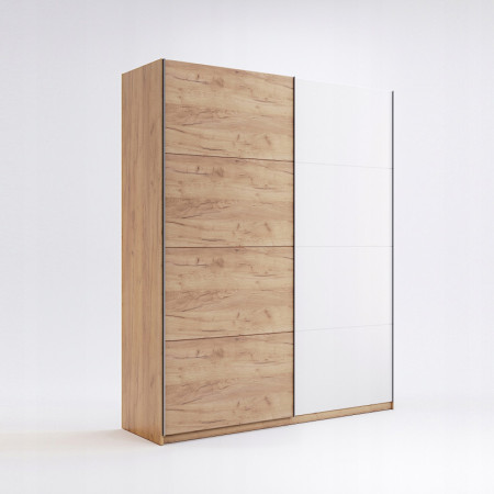 Nowoczesna Szafa Przesuwna Asti Dąb Craft / Biały Połysk 211 x 115 cm