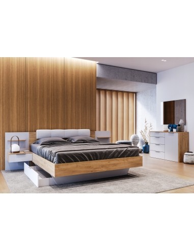 Nowoczesne Łóżko Asti Z Zagłówkiem 140X200 Dąb Craft - 2
