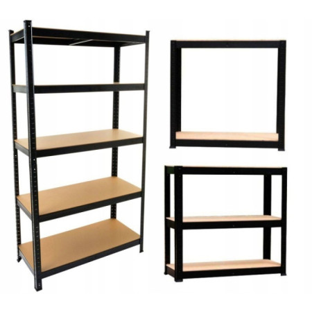 Regał Magazynowy MAG9030 Czarny 5 Półek 180x90x30 cm