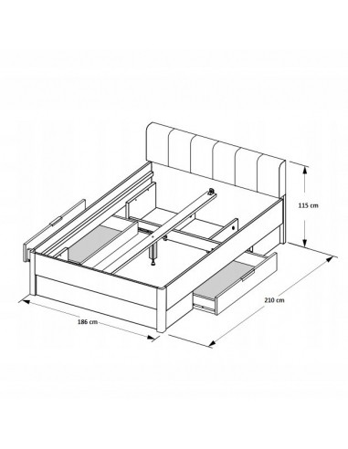 Nowoczesne Wysokie Łóżko Asti Z Szufladami Połysk 180 cm - 3
