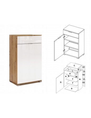 Nowoczesna Wysoka Komoda Asti Biały Polysk Przedpokój - 2 Nowoczesna Wysoka Komoda Asti Biały Polysk Przedpokój - 2