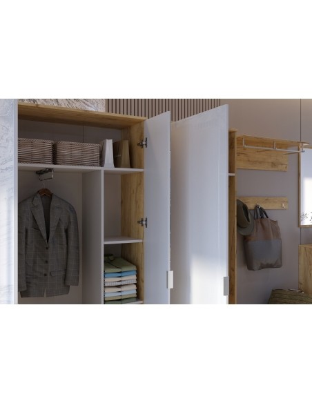 Nowoczesna Wysoka Komoda Asti Biały Polysk Przedpokój - 7