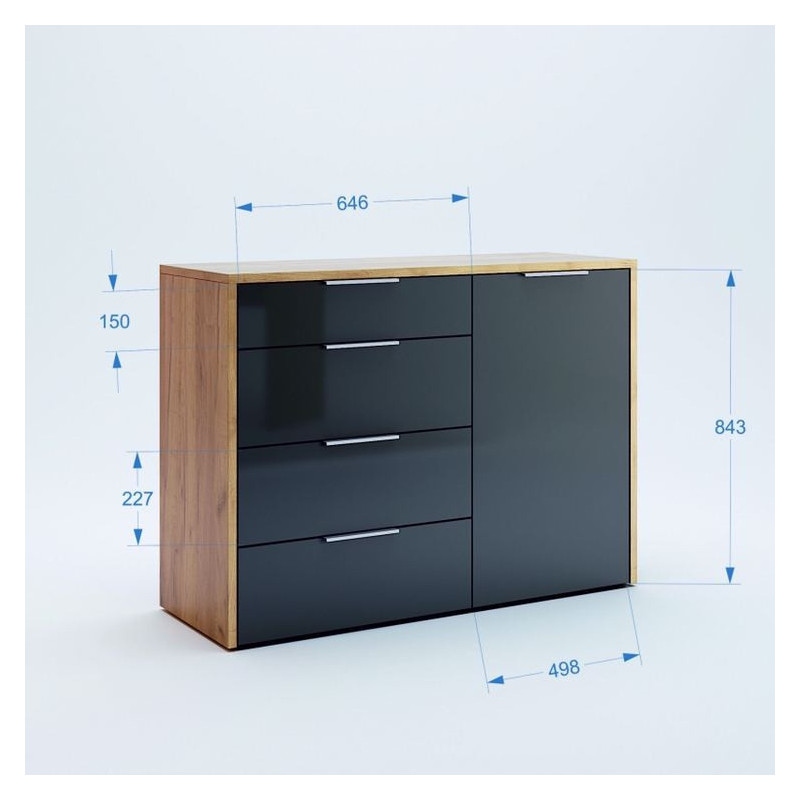 Komoda Duża Asti Sypialnia Salon Szafka 120 cm Na Polysk