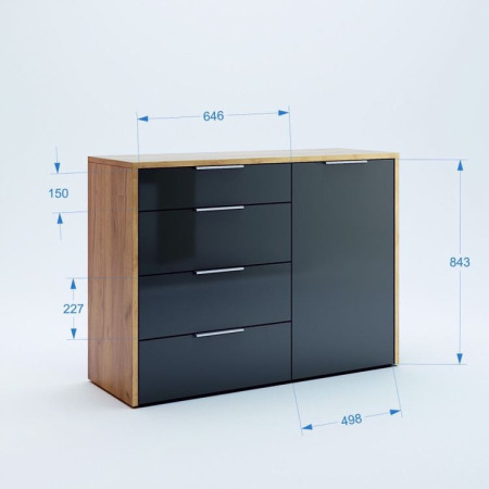 Komoda Duża Asti Sypialnia Salon Szafka 120 cm Na Polysk