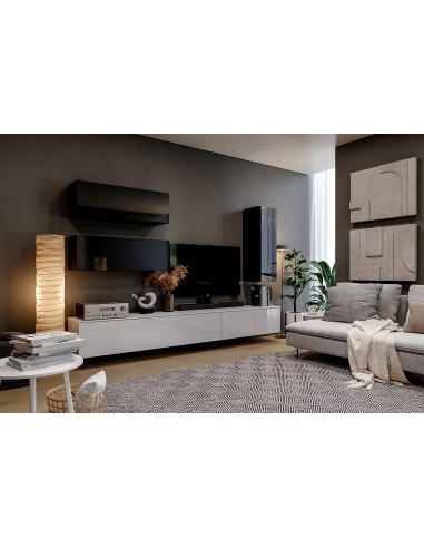 Biała Wisząca Szafka BOX Tv 175 cm Biały Połysk - 3 Biała Wisząca Szafka BOX Tv 175 cm Biały Połysk - 3