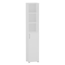 Regał Szafa Biurowa P-K-1D na Dokumenty Wąska Wysoka 215 cm - Szerokość: 50 cm - Głębokość: 53 cm - Rodzaj frontów: Mat - Rodzaj zamknięcia: Bez zamka - Kolor: Biały - Kolor uchwytów: Uchwyty srebrne