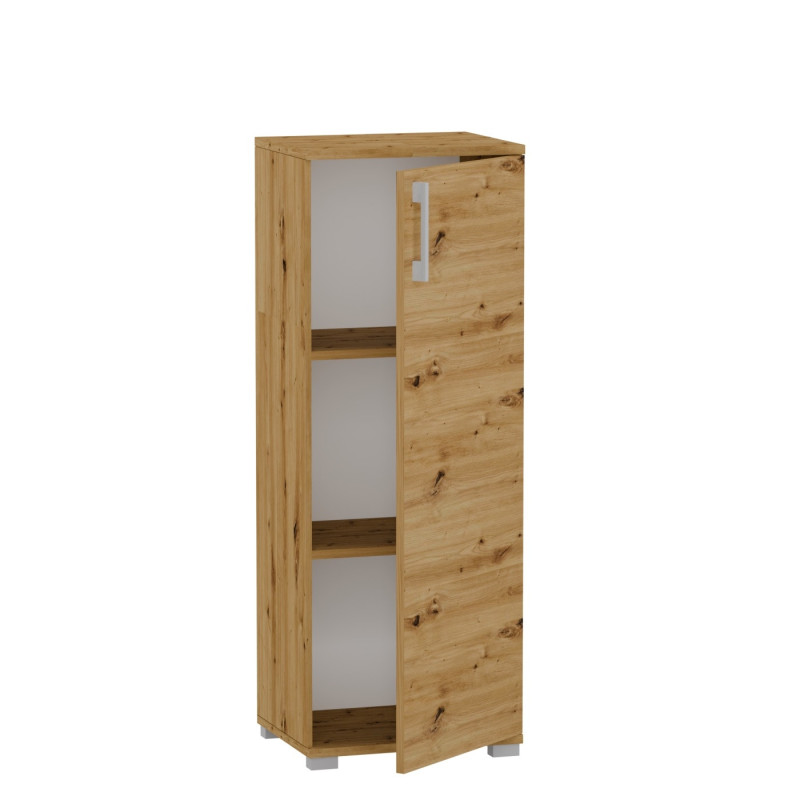 Szafka Biurowa P-PN Komoda Wąska Wysoka na Dokumenty 110 cm - Szerokość: 50 cm - Głębokość: 53 cm - Rodzaj frontów: Mat - Rodzaj zamknięcia: Bez zamka - Kolor: Dąb Artisan - Kolor uchwytów: Uchwyty srebrne